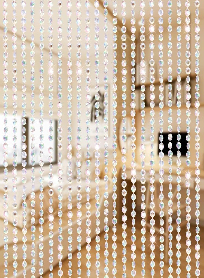 Boshen 2Panels Crystal Beaded Curtain 3FTx6.5FT Door Beads 36 Strands Clear Acrylic Beads Hanging Room Divider Crystal Iridescent Diamond Cut Curtain Doorway Curtain for Party Decor - Image 1